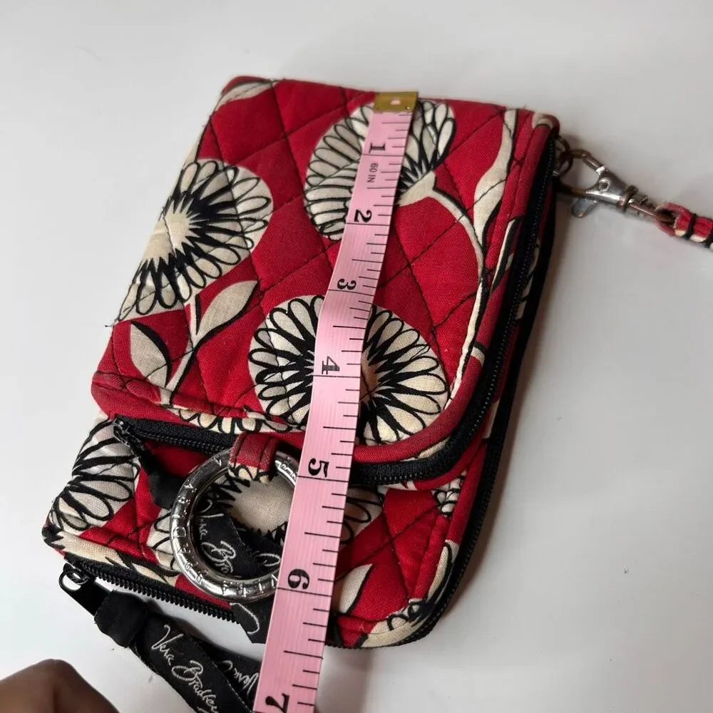 Vera Bradley Red DECO DAISY DOUBLE ID WRISTLET Wallet School College Travel